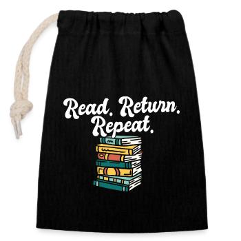 Librarian Read Return Repeat Library Worker Book - Verschließbarer Geschenkbeutel aus Baumwolle (14x20cm) - Schwarz - Vorne
