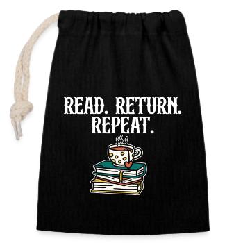 Read Return Repeat Library Worker Librarian Book - Verschließbarer Geschenkbeutel aus Baumwolle (14x20cm) - Schwarz - Vorne