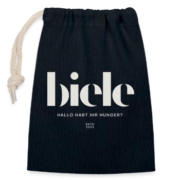 Biele Hallo habt ihr Hunger? - Verschließbarer Geschenkbeutel aus Baumwolle (14x20cm) - Navy - Vorne