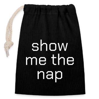 Show me the nap - Closable cotton gift bag (14x20cm) - black - Front