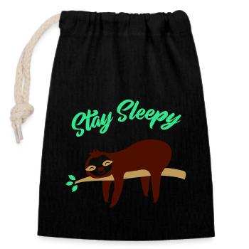 faultier stay sleepy 01 - Verschließbarer Geschenkbeutel aus Baumwolle (14x20cm) - Schwarz - Vorne