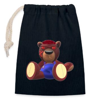 Creepy Teddy Natural - Verschließbarer Geschenkbeutel aus Baumwolle (14x20cm) - Navy - Vorne
