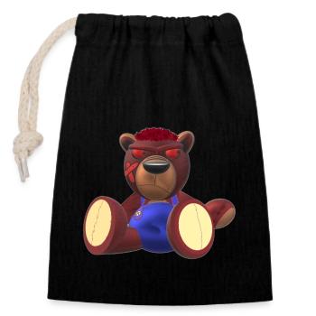 Creepy Teddy Natural - Closable cotton gift bag (14x20cm) - black - Front