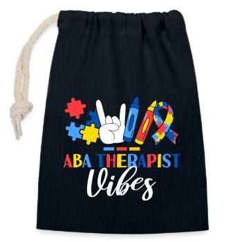 ABA Therapist Vibes Analyse comportementale appliquée - Sac cadeau en coton avec cordon (14 x 20 cm) - bleu marine - Devant