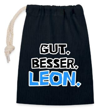 Gut. Besser. Leon. - Verschließbarer Geschenkbeutel aus Baumwolle (14x20cm) - Navy - Vorne