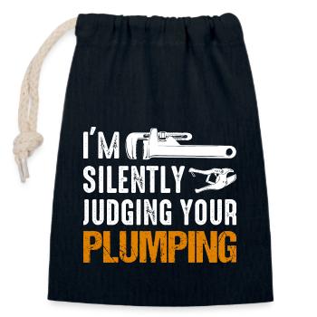 I'm Silently Judging Your Plumping Plumber Pipefit - Closable cotton gift bag (14x20cm) - navy - Front