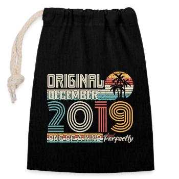 December 2019 Birthday December 2019 Gift - Closable cotton gift bag (14x20cm) - black - Front