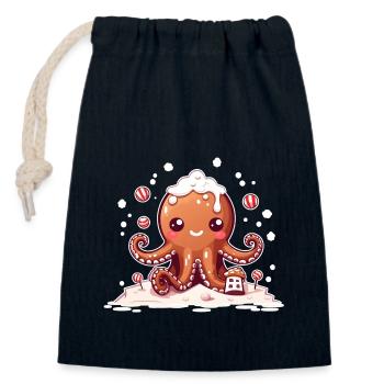 Gingerbread Octopus - Closable cotton gift bag (14x20cm) - navy - Front