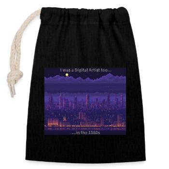 Art - Closable cotton gift bag (14x20cm) - black - Front