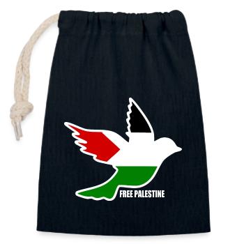 Free palestine - Sac cadeau en coton avec cordon (14 x 20 cm) - bleu marine - Devant