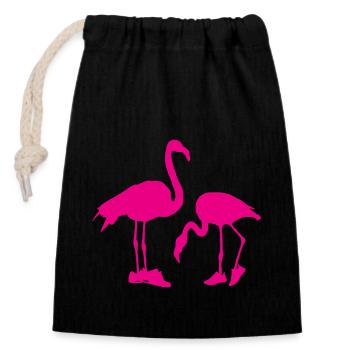 Flamant rose en baskets personnalisables - Sac cadeau en coton avec cordon (14 x 20 cm) - noir - Devant