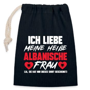 Albanische Flagge Albanischer Adler Shqiponja - Verschließbarer Geschenkbeutel aus Baumwolle (14x20cm) - Navy - Vorne