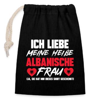 Albanische Flagge Albanischer Adler Shqiponja - Verschließbarer Geschenkbeutel aus Baumwolle (14x20cm) - Schwarz - Vorne