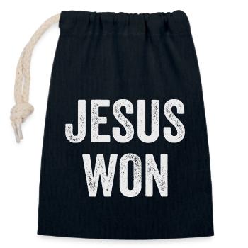 Jésus a gagné le chrétien religieux Jésus Sainte-Croix - Sac cadeau en coton avec cordon (14 x 20 cm) - bleu marine - Devant