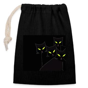 Black cats in black night - Closable cotton gift bag (14x20cm) - black - Front