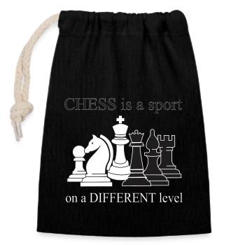 LES ÉCHECS SONT D’UN AUTRE NIVEAU - Sac cadeau en coton avec cordon (14 x 20 cm) - noir - Devant
