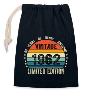 Vintage 1962 62 Years Old 62th Birthday Limited - Sac cadeau en coton avec cordon (14 x 20 cm) - bleu marine - Devant