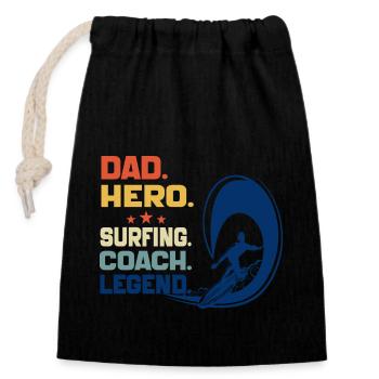 Dad Hero Surfing Coach Legend Funny Surfing Dad - Sac cadeau en coton avec cordon (14 x 20 cm) - noir - Devant