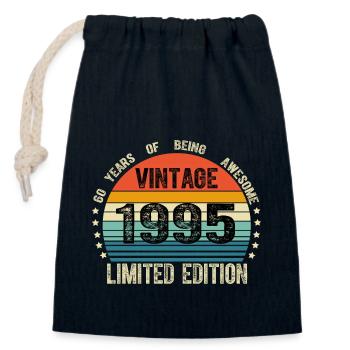 Vintage 1995 29 Years Old 29th Birthday Limited - Closable cotton gift bag (14x20cm) - navy - Front