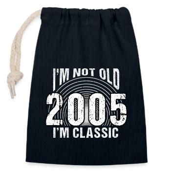 Jahrgang 2005 retro 19 Jahre alt - Ich bin nicht alt, - Verschließbarer Geschenkbeutel aus Baumwolle (14x20cm) - Navy - Vorne