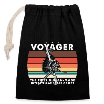 Voyager 1977 Retro Space Probe Mission - Closable cotton gift bag (14x20cm) - black - Front