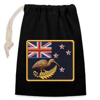 New Zealand Aotearoa Kiwi 23 - Closable cotton gift bag (14x20cm) - black - Front
