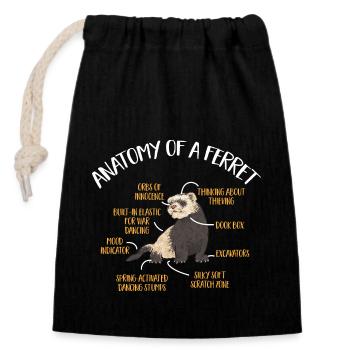 Furet, propriétaire de furet - Sac cadeau en coton avec cordon (14 x 20 cm) - noir - Devant