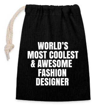 World's most coolest and awesome fashion designer - Closable cotton gift bag (14x20cm) - black - Front
