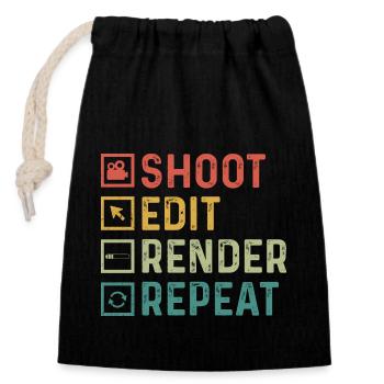 Video Editor Filmmaker Videographer - Closable cotton gift bag (14x20cm) - black - Front