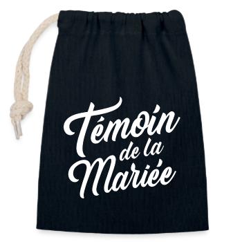 Témoin de la mariée - Sac cadeau en coton avec cordon (14 x 20 cm) - bleu marine - Devant