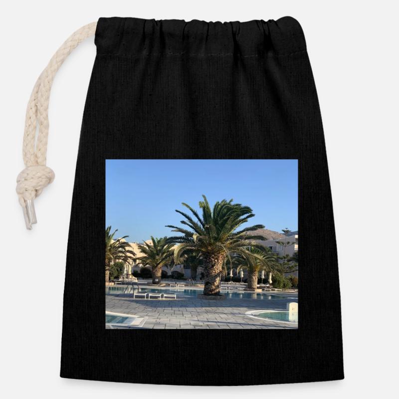 Palmier - Sac cadeau en coton avec cordon (14 x 20 cm) - noir