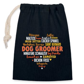 Salon de coiffure pour chiens - Sac cadeau en coton avec cordon (14 x 20 cm) - bleu marine - Devant