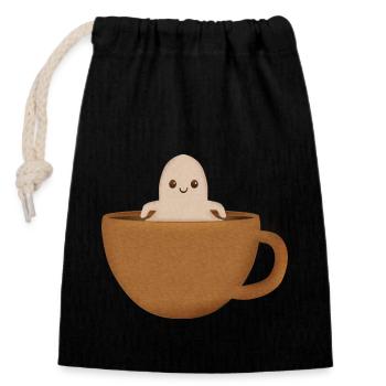 Niedlicher kleiner Geisterkaffee - Verschließbarer Geschenkbeutel aus Baumwolle (14x20cm) - Schwarz - Vorne