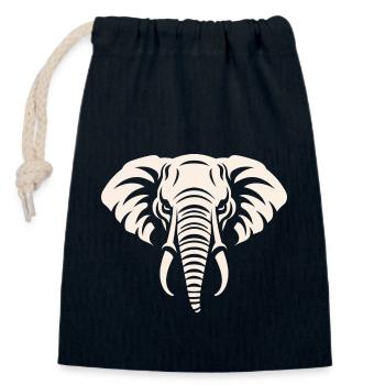 Éléphant - Sac cadeau en coton avec cordon (14 x 20 cm) - bleu marine - Devant