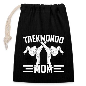 Taekwondo-Mutter - Verschließbarer Geschenkbeutel aus Baumwolle (14x20cm) - Schwarz - Vorne