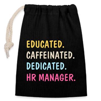 HR Manager Coffee Lover Funny Saying - Closable cotton gift bag (14x20cm) - black - Front