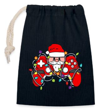 Christmas Gaming Controller - Closable cotton gift bag (14x20cm) - navy - Front
