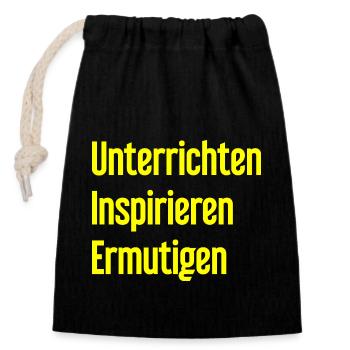 Teaching Inspiring Encouraging - Closable cotton gift bag (14x20cm) - black - Front