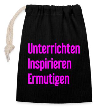 Teaching Inspiring Encouraging - Closable cotton gift bag (14x20cm) - black - Front