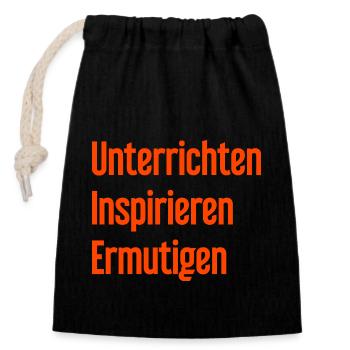 Teaching Inspiring Encouraging - Closable cotton gift bag (14x20cm) - black - Front