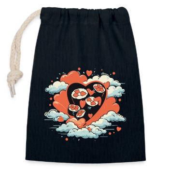 Sushi Herz Food Essen Asia China Japan Korea Magen - Verschließbarer Geschenkbeutel aus Baumwolle (14x20cm) - Navy - Vorne