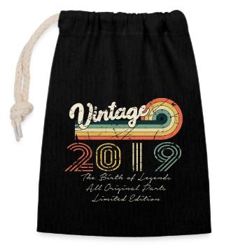 Awesome since 2019 birthday 2019 vintage 201 - Closable cotton gift bag (14x20cm) - black - Front