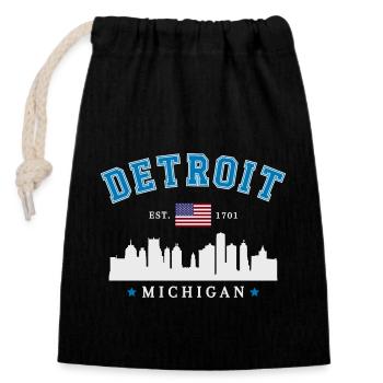 Detroit Michigan Est 1701 - Closable cotton gift bag (14x20cm) - black - Front