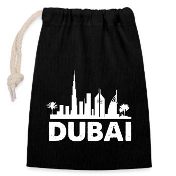 Ligne d’horizon de Dubaï - Sac cadeau en coton avec cordon (14 x 20 cm) - noir - Devant