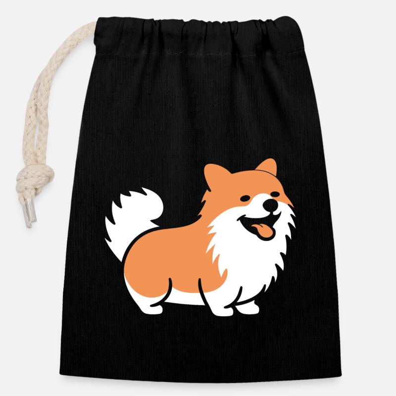 Spitz - Sac cadeau en coton avec cordon (14 x 20 cm) - noir