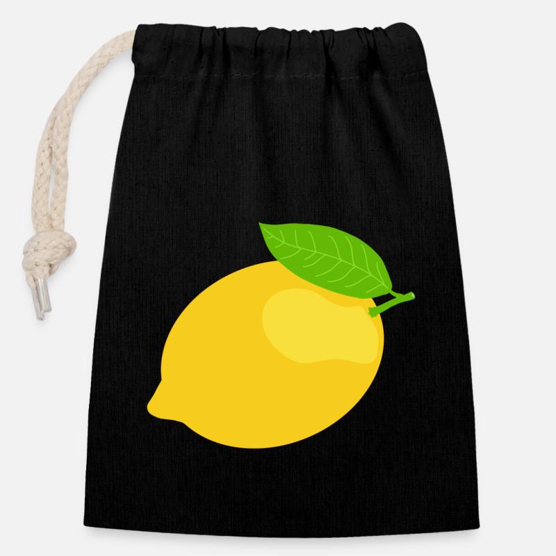 Lemon - Closable cotton gift bag (14x20cm) - black