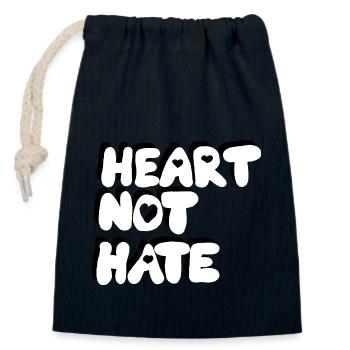 HEART NOT HATE - Verschließbarer Geschenkbeutel aus Baumwolle (14x20cm) - Navy - Vorne