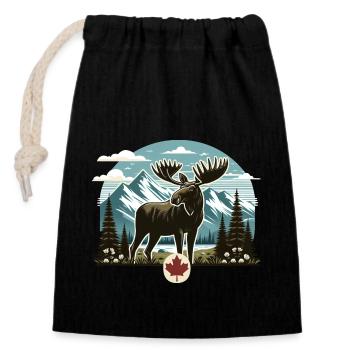 Canada 18 (en anglais seulement) - Sac cadeau en coton avec cordon (14 x 20 cm) - noir - Devant