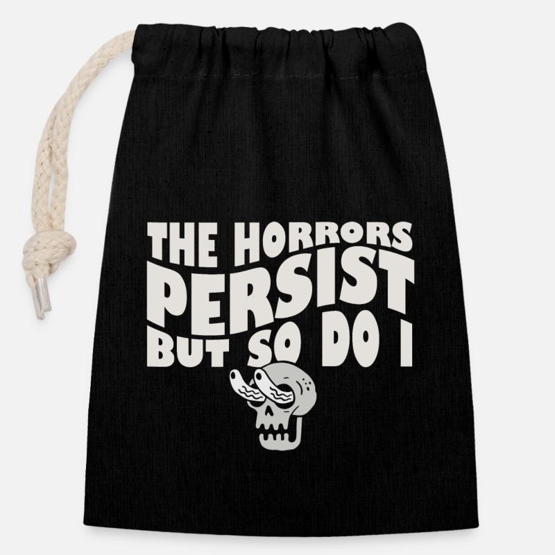 The Horrors Persist But So Do I Skeleton Internet - Verschließbarer Geschenkbeutel aus Baumwolle (14x20cm) - Schwarz