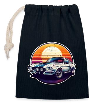 Oldtimer Sonnenuntergang - Verschließbarer Geschenkbeutel aus Baumwolle (14x20cm) - Navy - Vorne